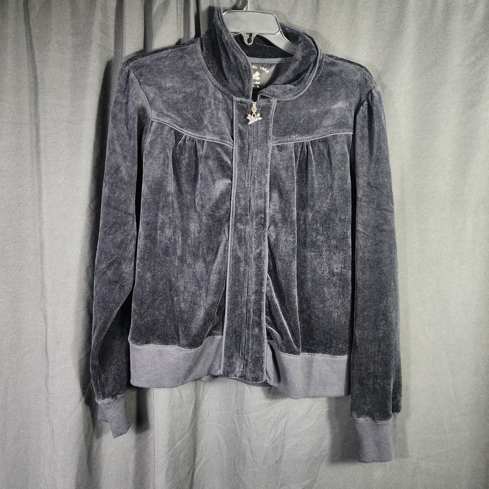 Central Park Velour Track Jacket Full Zip Dog Charm Mock‎ Neck PL